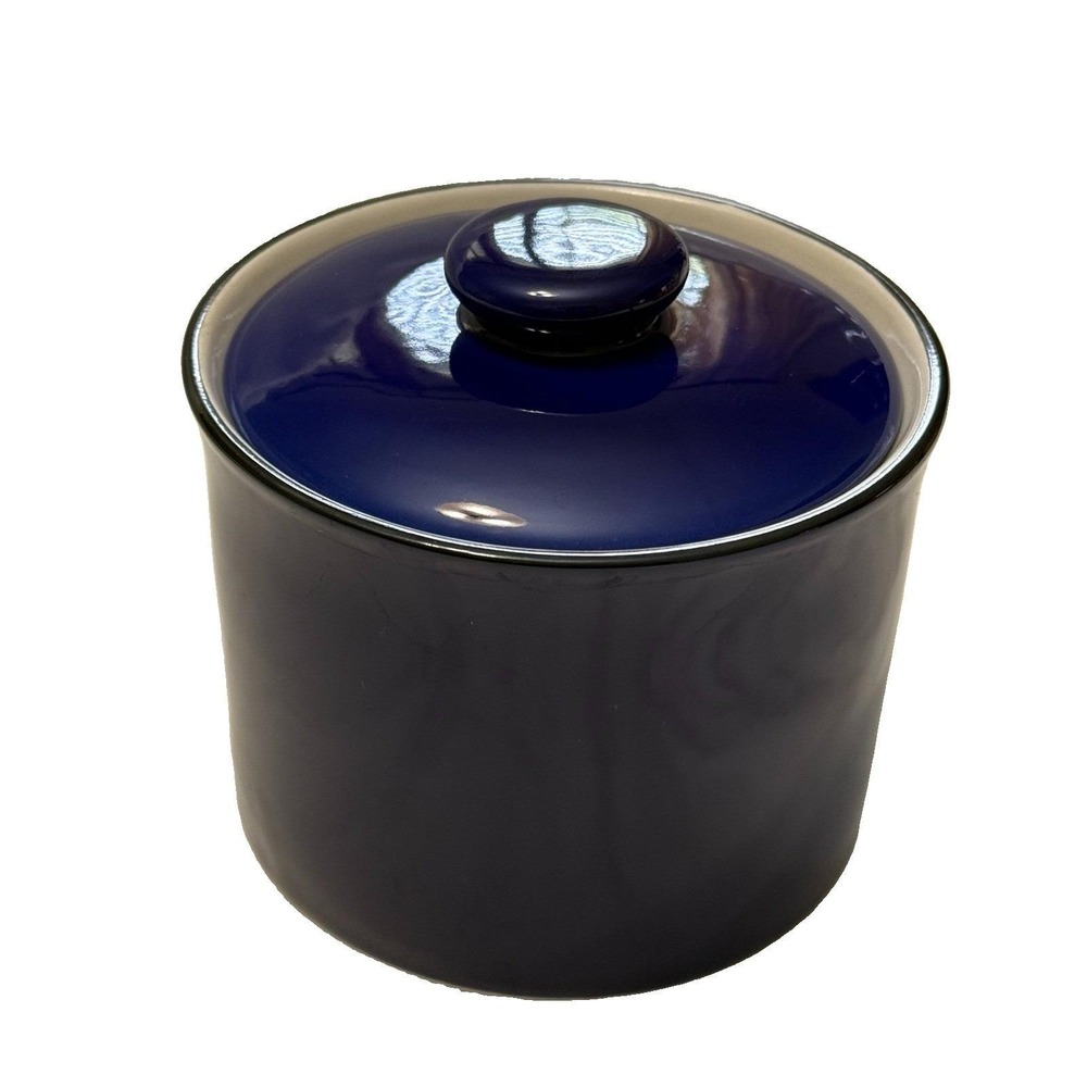 Gibson Sensations II Cobalt Blue Stoneware Canister Jar w Lid Kitchen Storage
